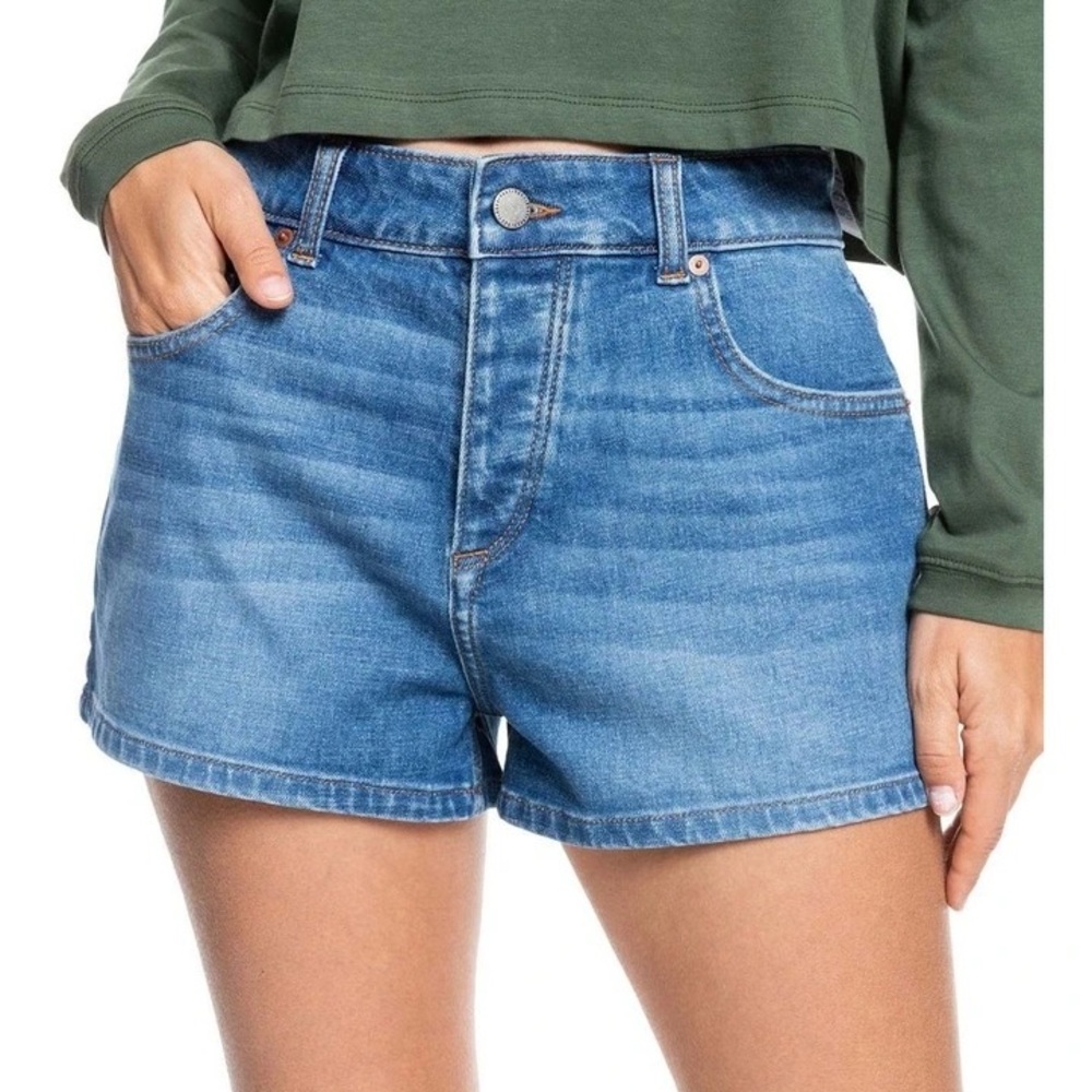 NEW Roxy Call Me Back MIDI Denim Blue Women's Shorts